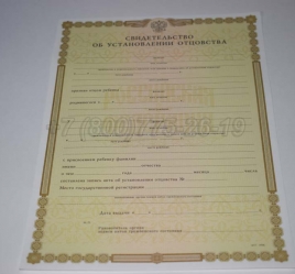 Свидетельство об Установлении Отцовства 2018г в Новосибирске